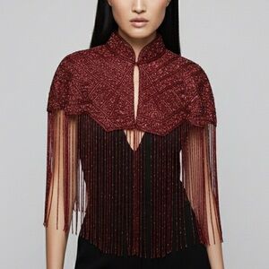 Burgundy Fringe Top